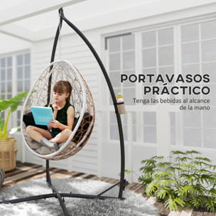Soporte para Silla Colgante de Huevos Altura 215 cm con Estructura de Acero Base Estable y Portavaso Soporte para Silla Columpio para Patio Jardín Balcón Carga 150 kg Negro