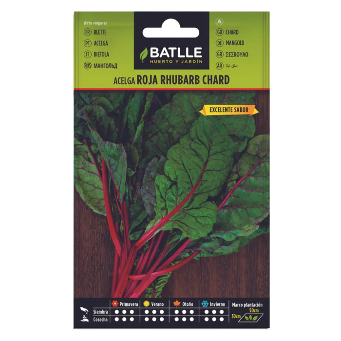 Semillas de Acelga Roja Rhubarb Chard Batlle