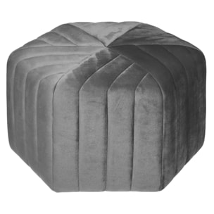 Pouf "Seis" - velours - gris H30 cm