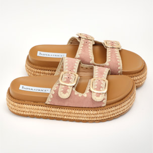 Sandali platform in simil pelle con fibbie color oro