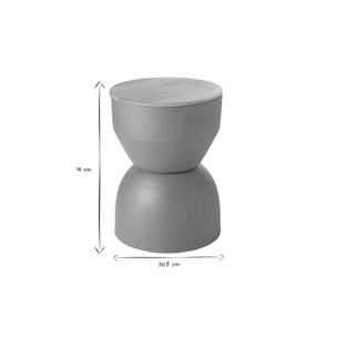 Table d'appoint ronde design avec rangement en métal bleu canard et bois manguier massif D30 cm YOYO