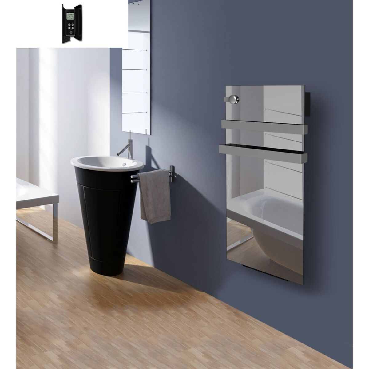 sèche-serviettes avec soufflerie sans fluide 1600W miroir