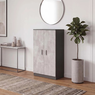 Zapatero de 2 puertas en gris grafito y gris cemento 55x108 cm Liam Gris Grafito - Gris Cemento