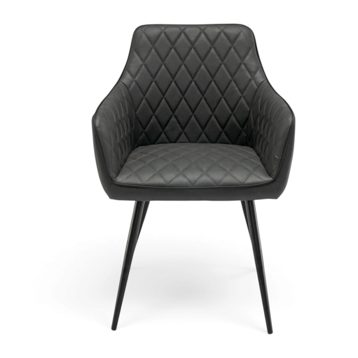 Set di 2 poltroncine LEON in similpelle antracite e gambe nere