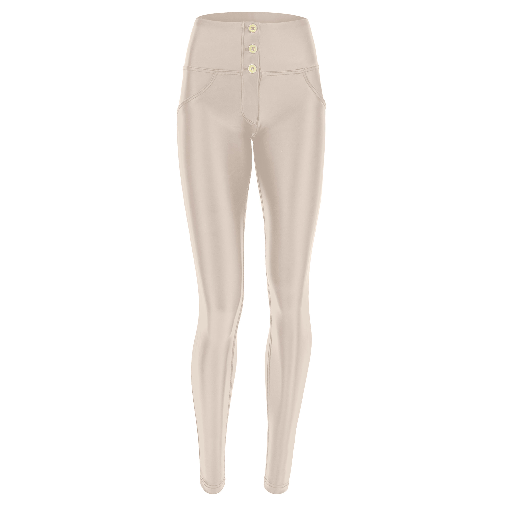 Pantaloni push up WR.UP® skinny vita alta bottoni similpelle