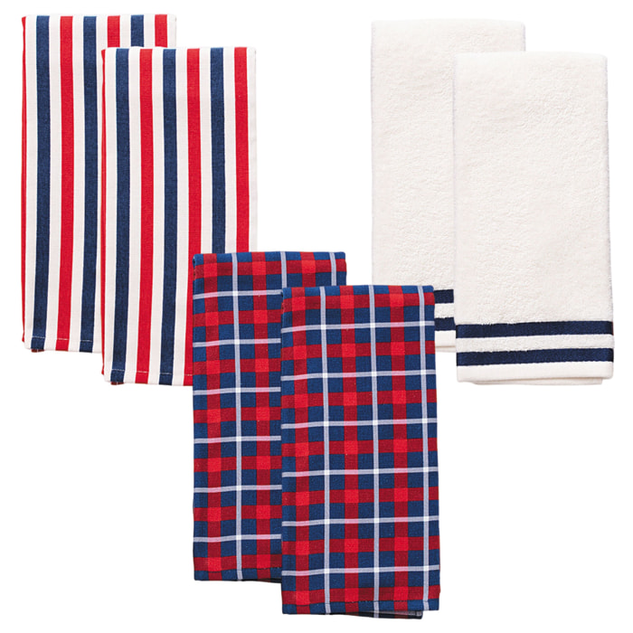 Set 6pzs paños de cocina 50x70cm 400gsm 100%algodón teñido el ganso