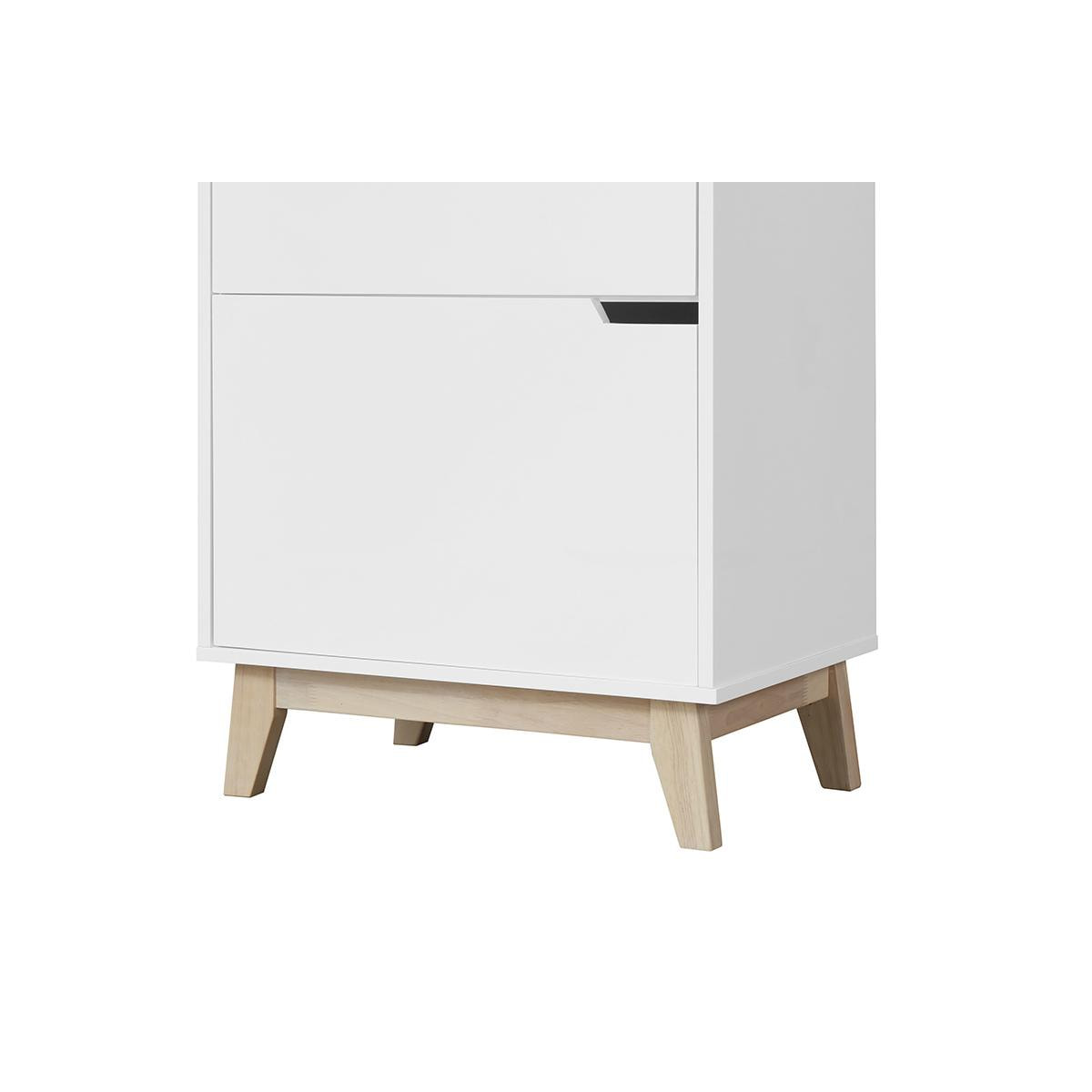 Miliboo Meuble de rangement haut blanc et bois clair 3 portes L60 cm