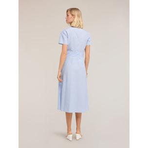 Motivi - Vestido camisero midi en popelina a rayas - Light - blue