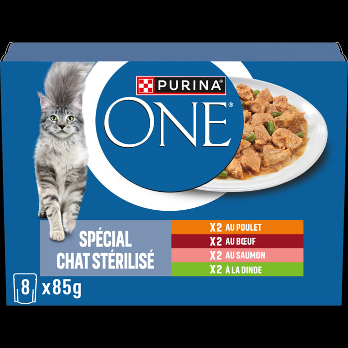 PURINA ONE Chat Stérilisé Multivariétés 8x85g - Lot de 10