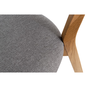 Chaises vintage en bois clair chêne et tissu gris (lot de 2) DOVE