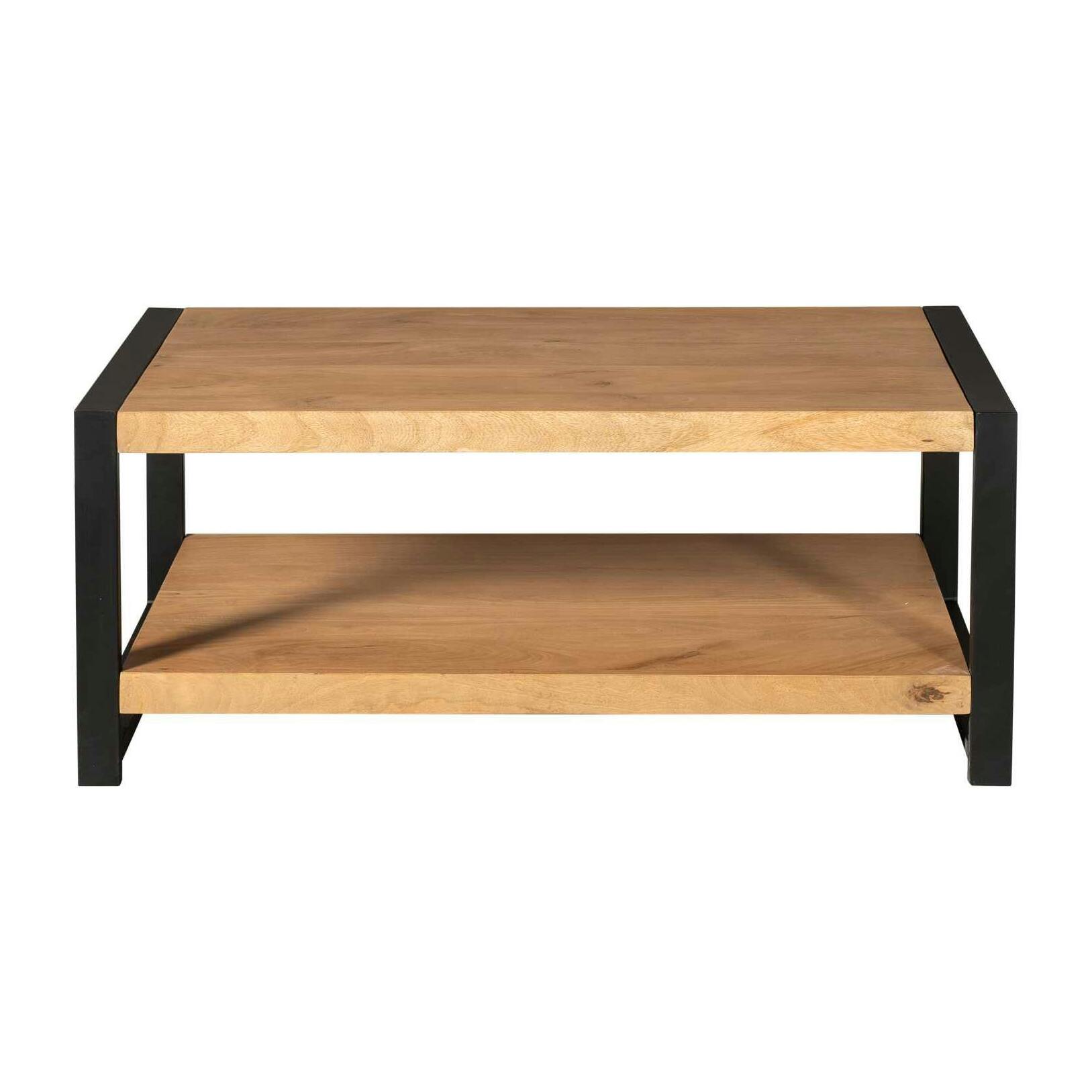 Table basse double plateau bois et métal MILORA