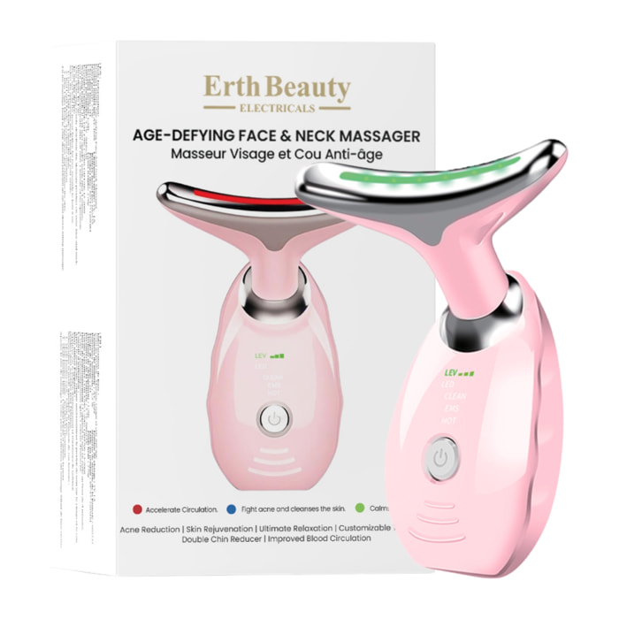 Masajeador facial y de cuello antiedad Rosa