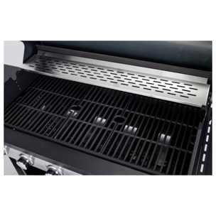 Barbecue a gas con 6+1 bruciatori e termometro integrato.