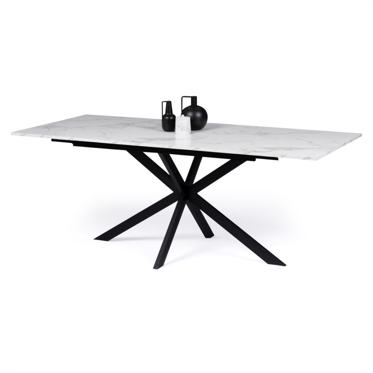 Table à manger extensible Spider 160-200cm effet marbre blanc