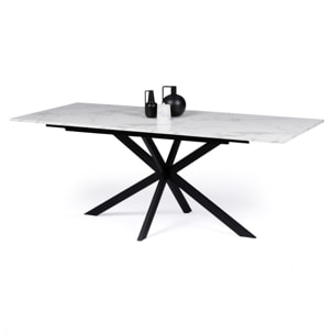 Table à manger extensible Spider 160-200cm effet marbre blanc