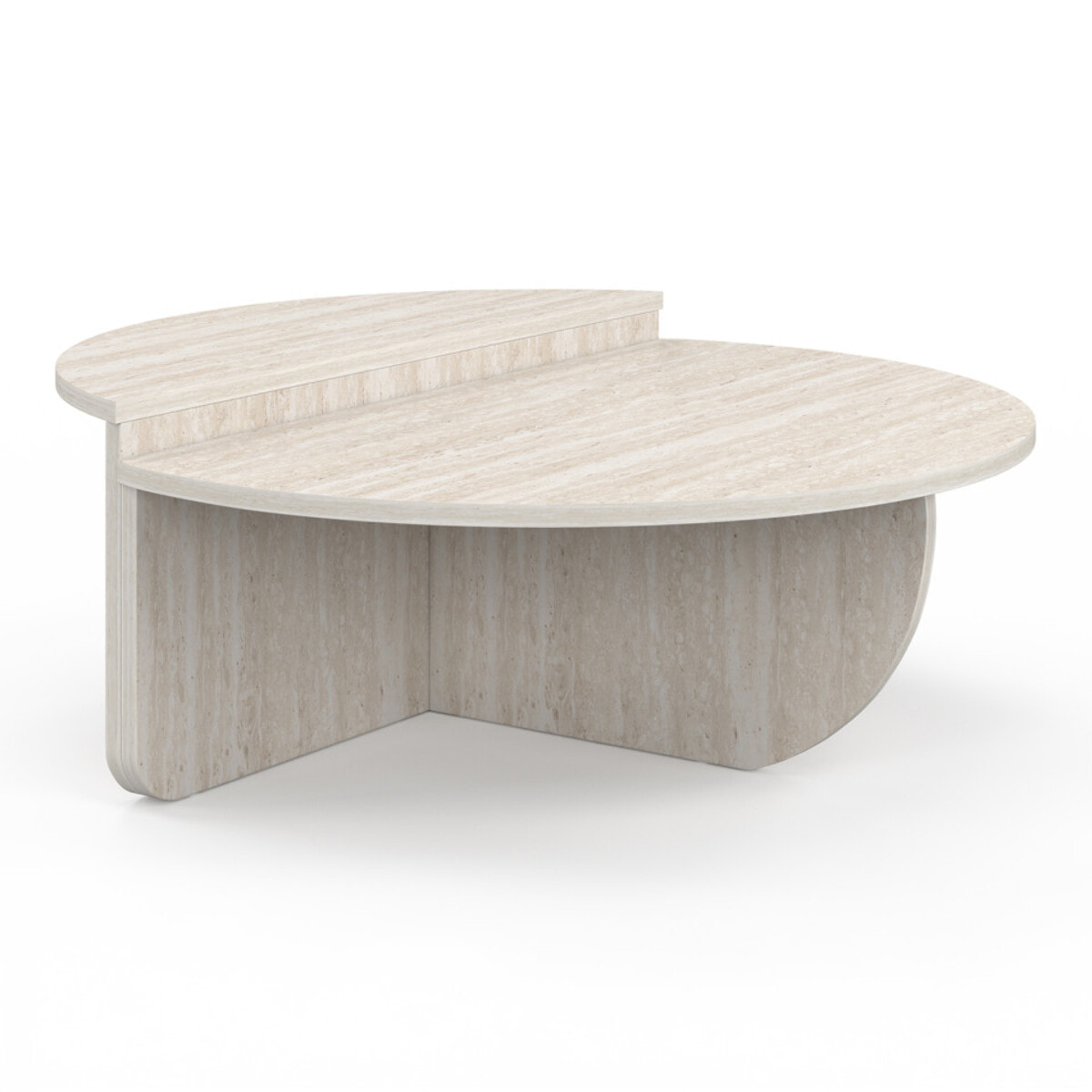 Tables basses rondes asymétriques effet travertin