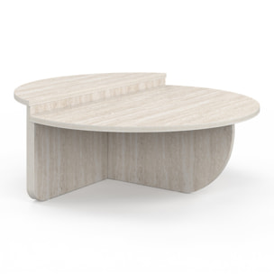 Tables basses rondes asymétriques effet travertin
