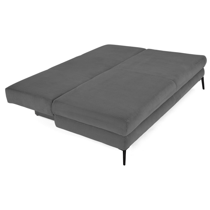 Elton - canapé 3 places convertible avec coffre en velours côtelé - Gris