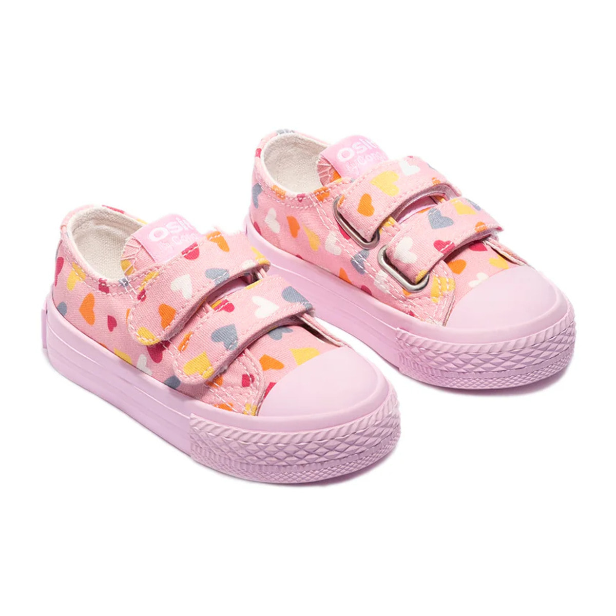 Zapatillas De Bebé Lona Estampado Corazón Rosa