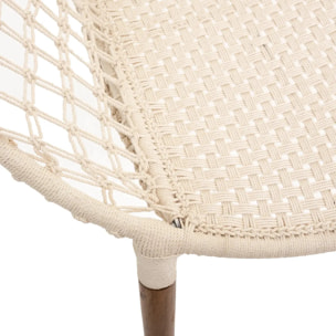 Fauteuil "Raina" tressé blanc - coton & teck