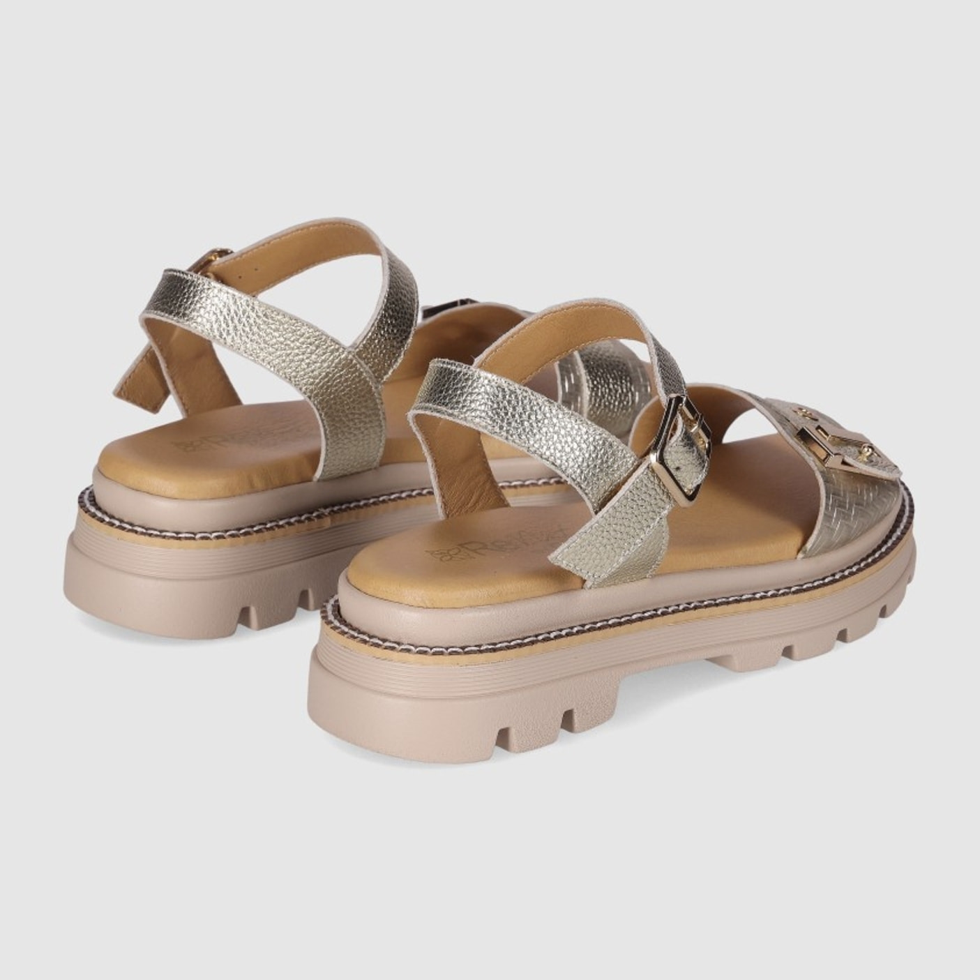 Sandalias de Piel - Platino - Tacón: 3 cm