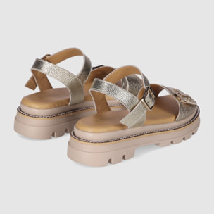 Sandalias de Piel - Platino - Tacón: 3 cm