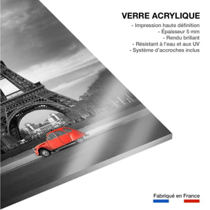 Tableau tour eiffel et voiture rouge Tableau plexiglas