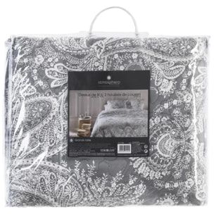 Dessus de lit 2 taies "Marie" gris souris 260x240cm