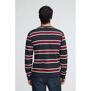 Camiseta Carter con rayas azul marino y granate con parche personalizado Polo Club