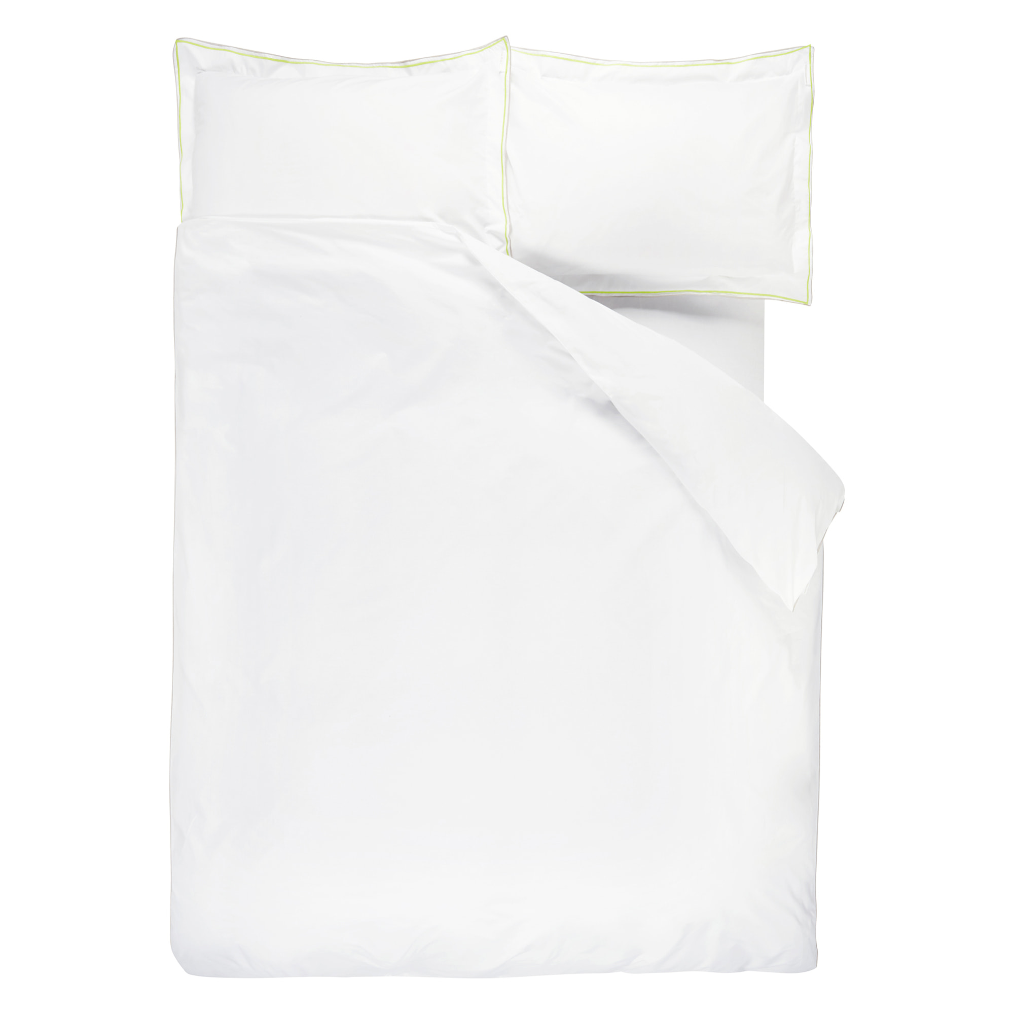 Housse de couette unie en percale de coton, ASTOR, Vert Lime/Gris