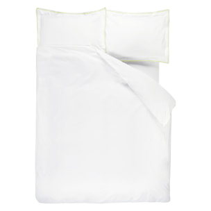Housse de couette unie en percale de coton, ASTOR, Vert Lime/Gris