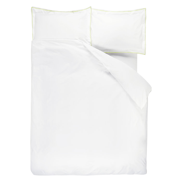 Housse de couette unie en percale de coton, ASTOR, Vert Lime/Gris
