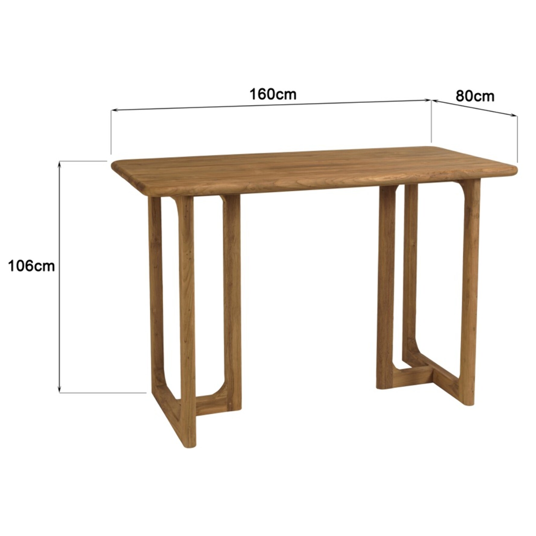 COLINE - Bar de jardin 160x80cm en bois de teck recyclé couleur naturelle (2 COLIS)