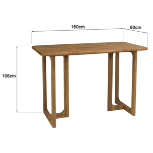 COLINE - Bar de jardin 160x80cm en bois de teck recyclé couleur naturelle (2 COLIS)