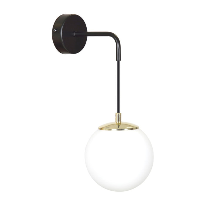 Lampada da parete OGNIS in acciaio nero opaco e vetro