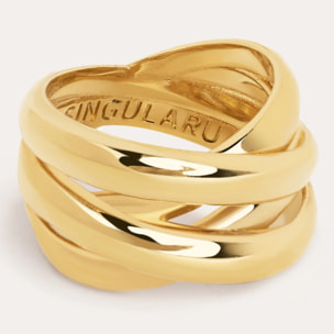 Anillo Double Cross Baño Oro