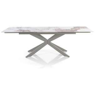 Tomasucci Table extensible MELVIN EVO 160 ONICE MARBLE - PLATINE