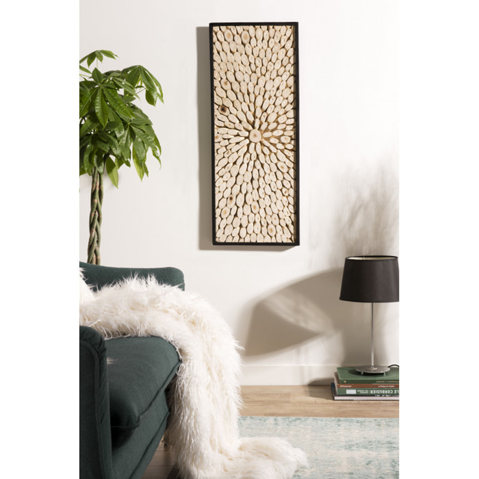 SUZY - Décoration murale rectangulaire 100x40cm branches bois Teck nature