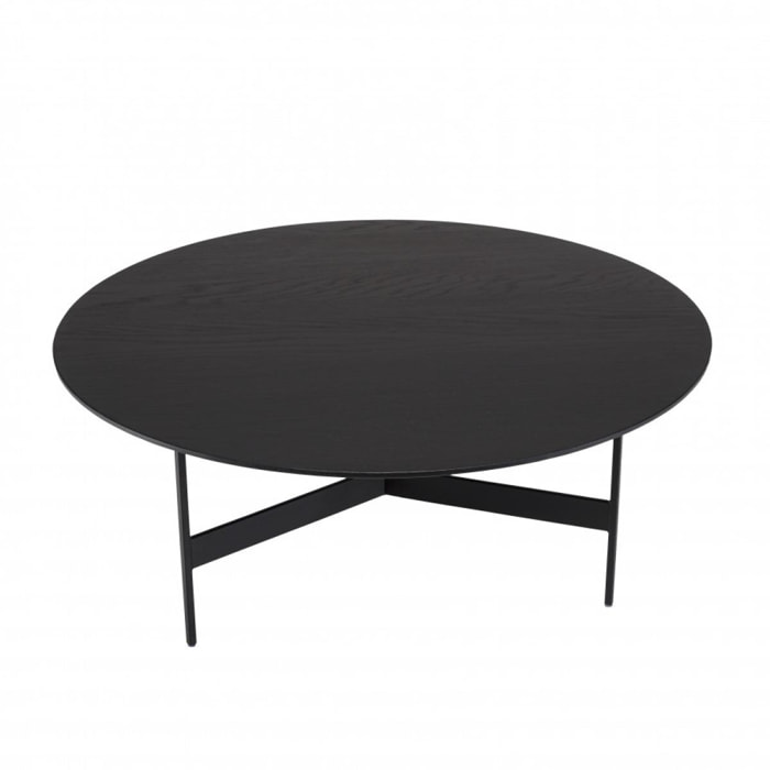 DALY - Table basse ronde noire 78x78cm piètement métal