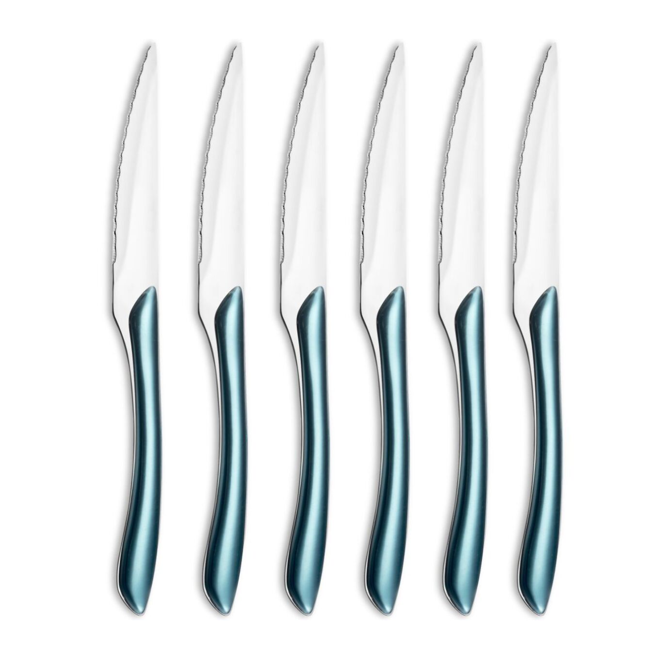 Solstice Azul Metalizado - Set de 6 cuchillos para carne