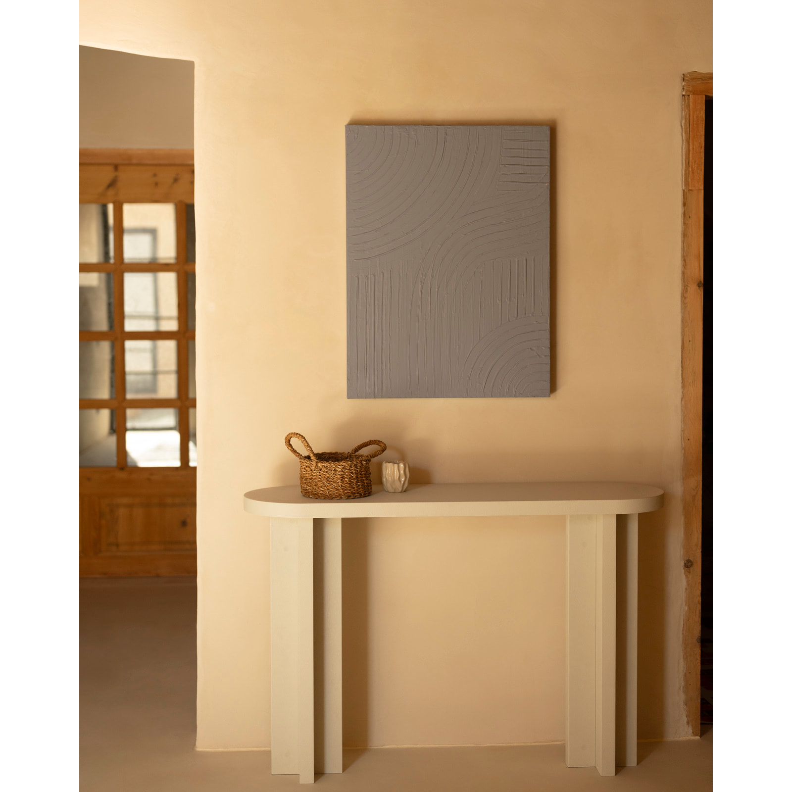 Tableau marron décoratif sur coton avec cadre en bois peint à la main à la peinture à l'huile en différentes tailles