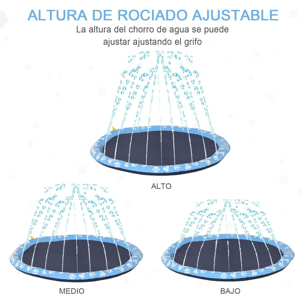 Splash Pad 170 cm Aspersor de Juegos de Agua con Rociador Tapete de Salpicaduras Piscina de Verano Portátil para Mascotas Perros Azul