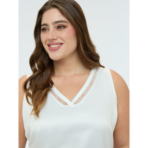 Fiorella Rubino - Top con scollo V e dettaglio in pizzo - Bianco