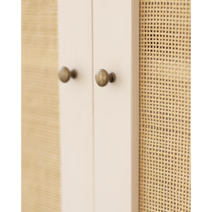 Armoire medulla en bois massif et rotin blanc 180x80cm Hauteur: 180 Longueur: 80 Largeur: 40