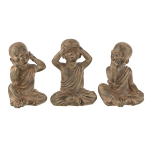 J-Line figurine Moine - polyrésine - brun - large - 3 pcs