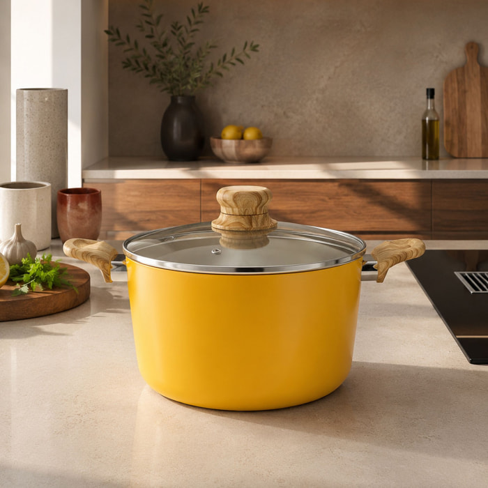 Faitout 24cm avec revêtement céramique jaune - tous feux COLORAMA