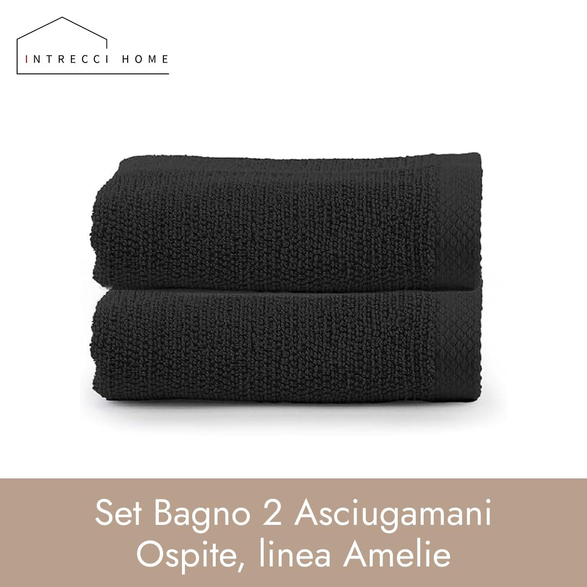 INTRECCI HOME Set Bagno 2 Asciugamani Ospite, in Puro Cotone 500 g,Morbidezza Extra, Assorbenza Superiore, Elegante e Durevole
