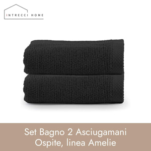 INTRECCI HOME Set Bagno 2 Asciugamani Ospite, in Puro Cotone 500 g,Morbidezza Extra, Assorbenza Superiore, Elegante e Durevole