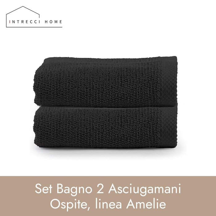 INTRECCI HOME Set Bagno 2 Asciugamani Ospite, in Puro Cotone 500 g,Morbidezza Extra, Assorbenza Superiore, Elegante e Durevole