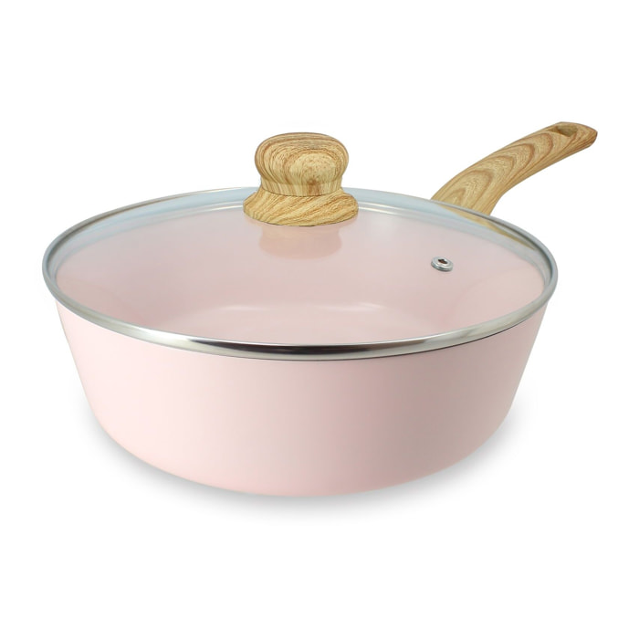 Sauteuse en revêtement céramique 24cm rose - tous feux COLORAMA